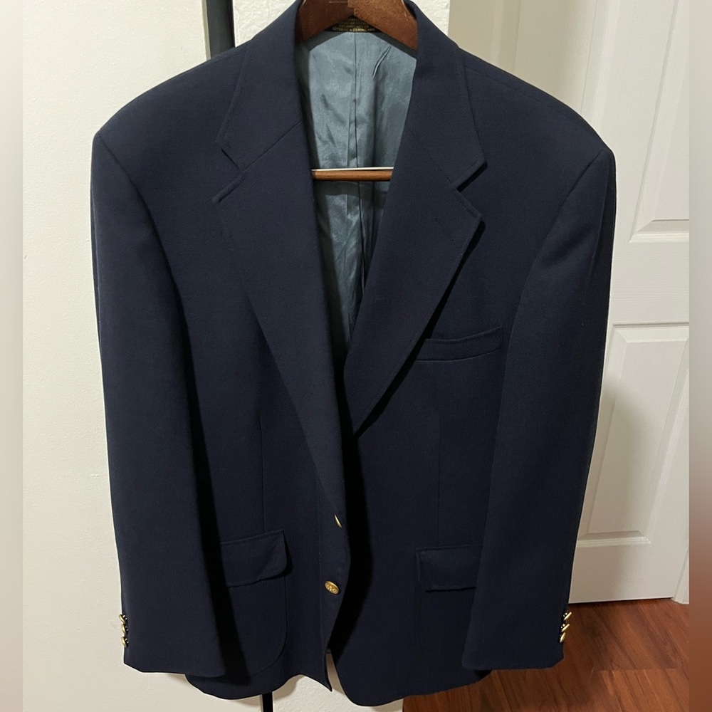 Stafford Men's Dark Navy Sport Coat with Gold Buttons